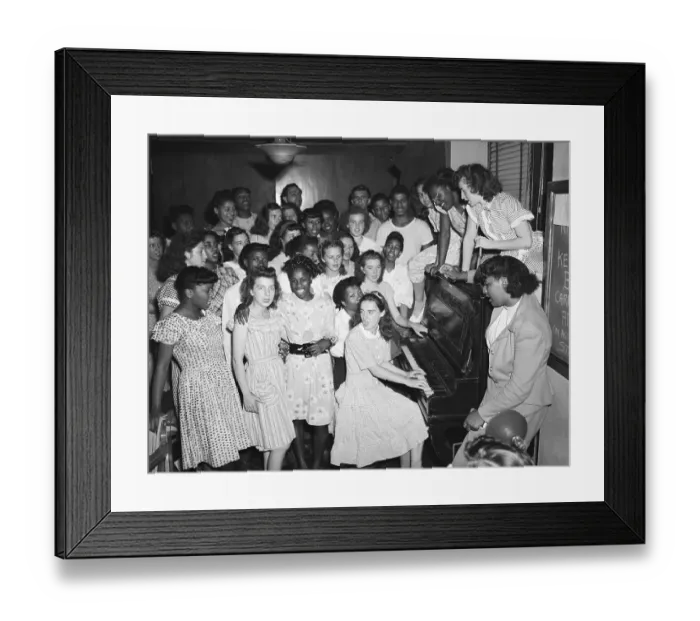 Framed Print : Caucasian and African American Youths Singing Together Framed Print : Caucasian and African American Youths Singing Together