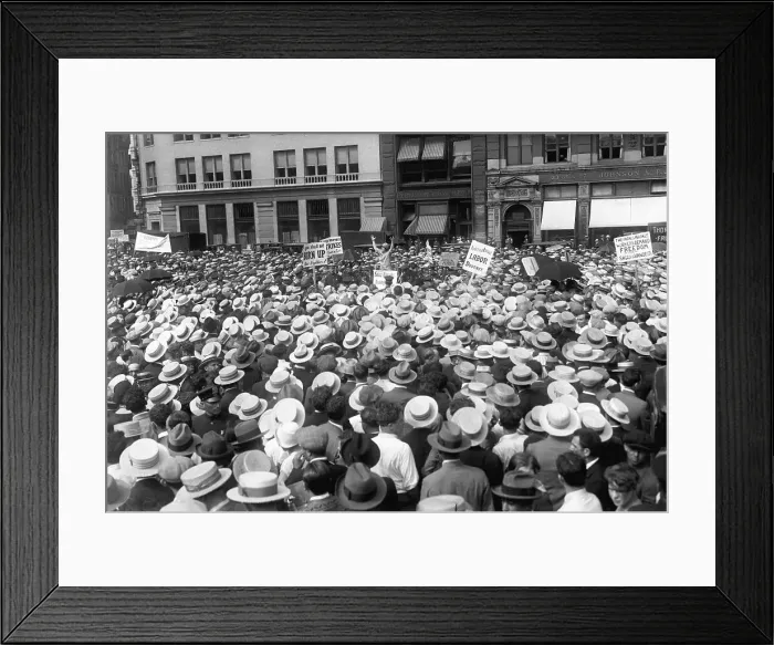 Framed Print : Woman Addressing Crowd From Center Of It Framed Print : Woman Addressing Crowd From Center Of It