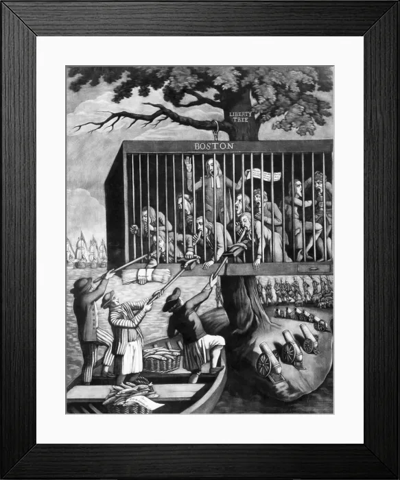 Framed Print : Cartoon Of Bostonians In Distress Framed Print : Cartoon Of Bostonians In Distress