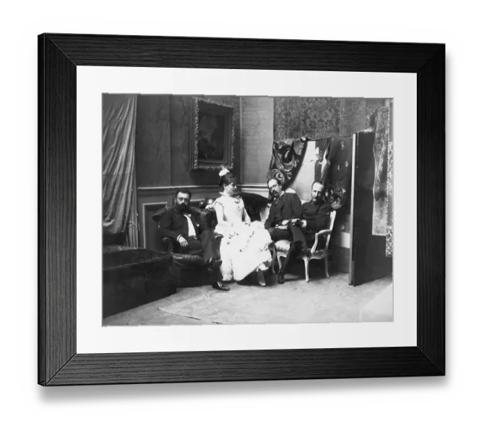 Framed Print : French Coquette Entertaining Three Men Framed Print : French Coquette Entertaining Three Men