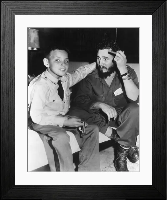 Framed Print : Fidel Castro and Son in Hotel Room Framed Print : Fidel Castro and Son in Hotel Room