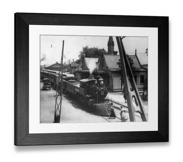 Framed Print : American Railroad Station With Train