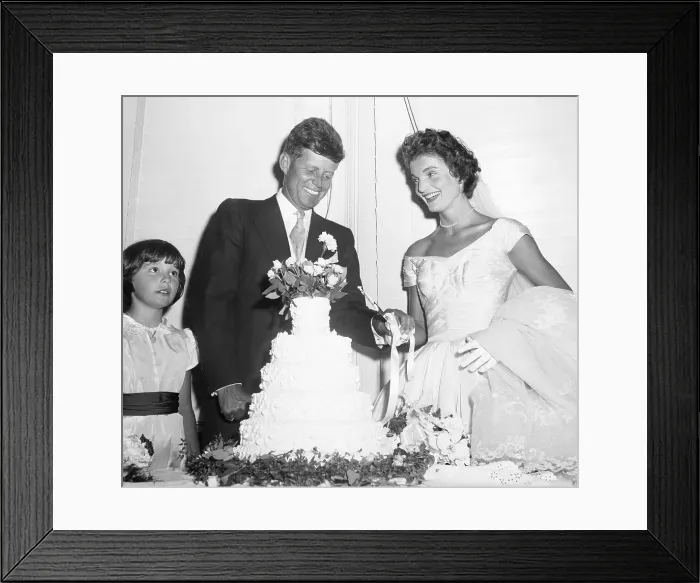 Framed Print : John and Jacqueline Kennedy Cut Wedding Cake Framed Print : John and Jacqueline Kennedy Cut Wedding Cake