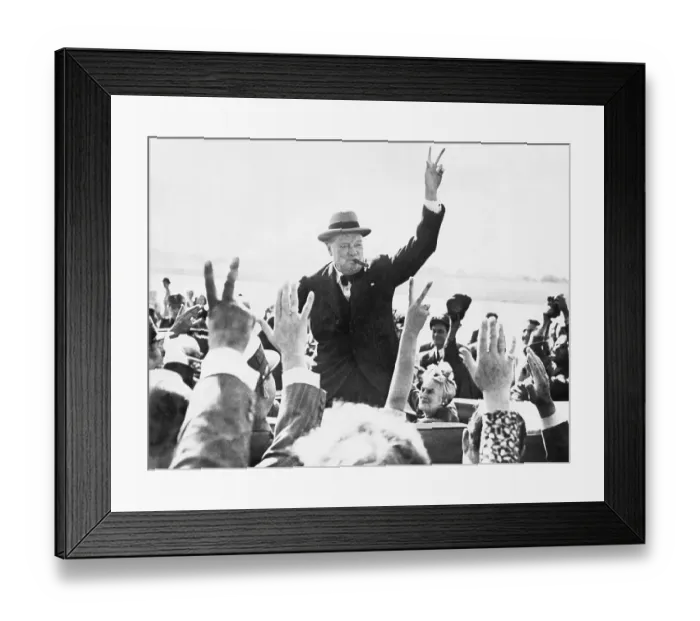 Framed Print : Winston Churchill Making Victory Sign Framed Print : Winston Churchill Making Victory Sign