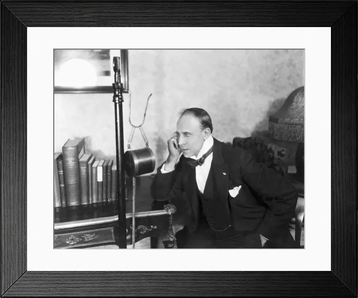 Framed Print : Early Radio Announcer At Microphone Framed Print : Early Radio Announcer At Microphone