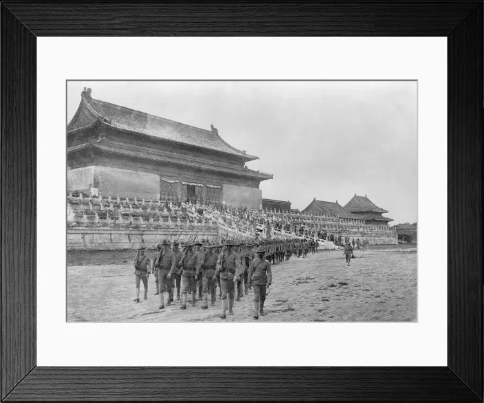 Framed Print : American Troops Marching in Forbidden City Framed Print : American Troops Marching in Forbidden City