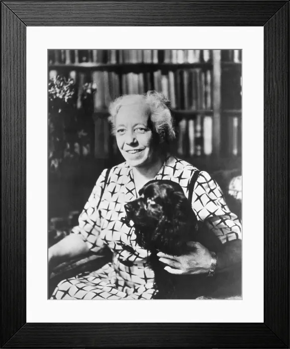 Framed Print : Karen Horney with Pet Dog Framed Print : Karen Horney with Pet Dog