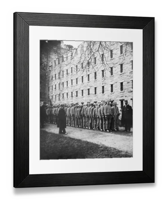 Framed Print : Prisoners Lined Up In Striped Uniforms Framed Print : Prisoners Lined Up In Striped Uniforms