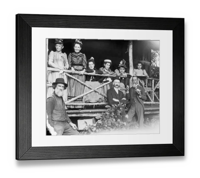 Framed Print : Vacationers On Back Porch Of Hotel Framed Print : Vacationers On Back Porch Of Hotel