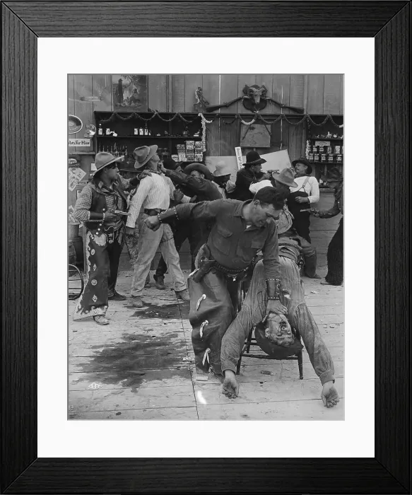 Framed Print : Fight In Saloon From Old Time Movie Framed Print : Fight In Saloon From Old Time Movie