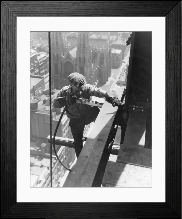 Framed Print : Riveter On Skyscraper