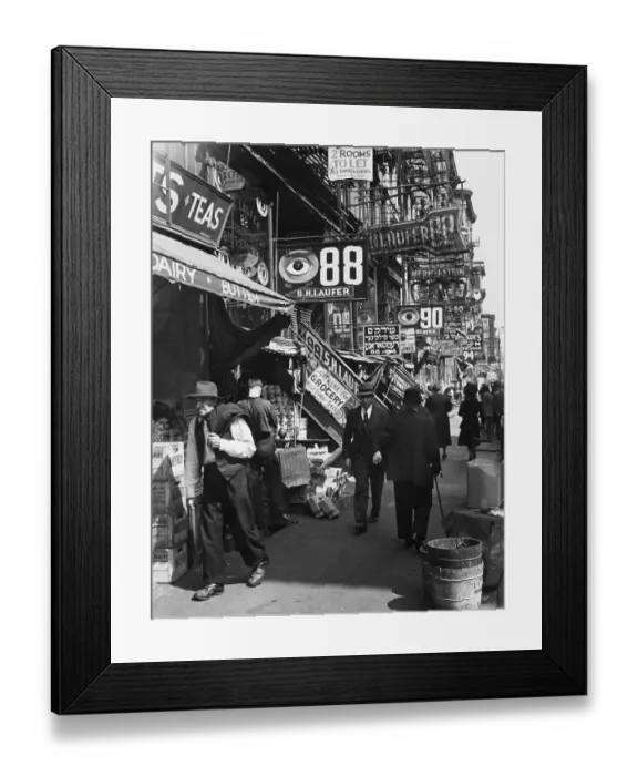 Framed Print : Shoppers Sopping On City Street