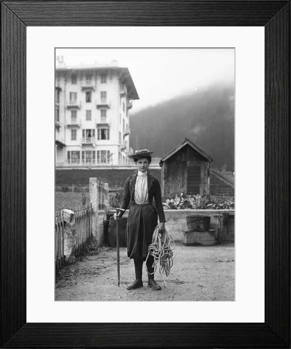 Framed Print : French Woman Hiker Wearing Full Regalia Framed Print : French Woman Hiker Wearing Full Regalia