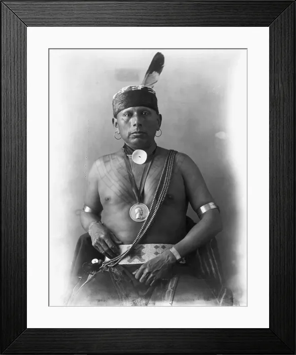 Framed Print : Waist Up Portrait Of Native American