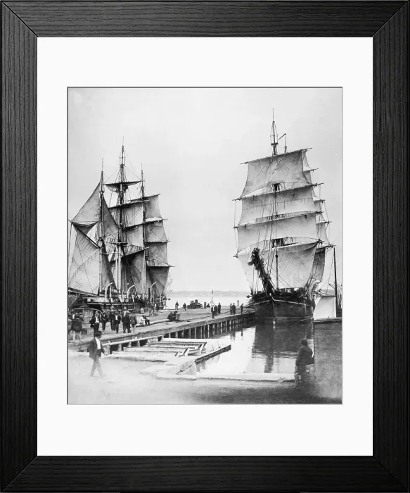 Framed Print : Whaling Ships Dry Sails in Dock