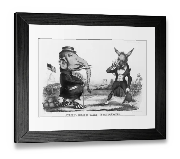 Framed Print : Political Cartoon of Jefferson Davis As a Donkey Framed Print : Political Cartoon of Jefferson Davis As a Donkey