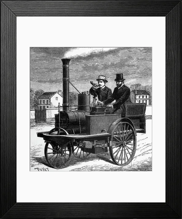 Framed Print : Early Auto Experiment;Vehicle Like Train Framed Print : Early Auto Experiment;Vehicle Like Train