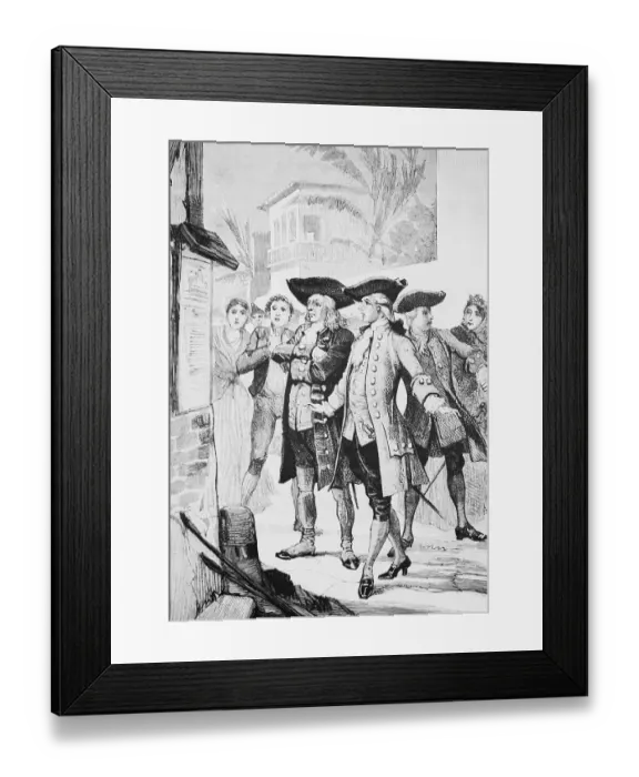 Framed Print : Group Of Settlers Read Sign Framed Print : Group Of Settlers Read Sign