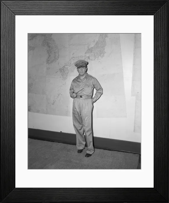 Framed Print : General Douglas MacArthur Holding Pipe Framed Print : General Douglas MacArthur Holding Pipe