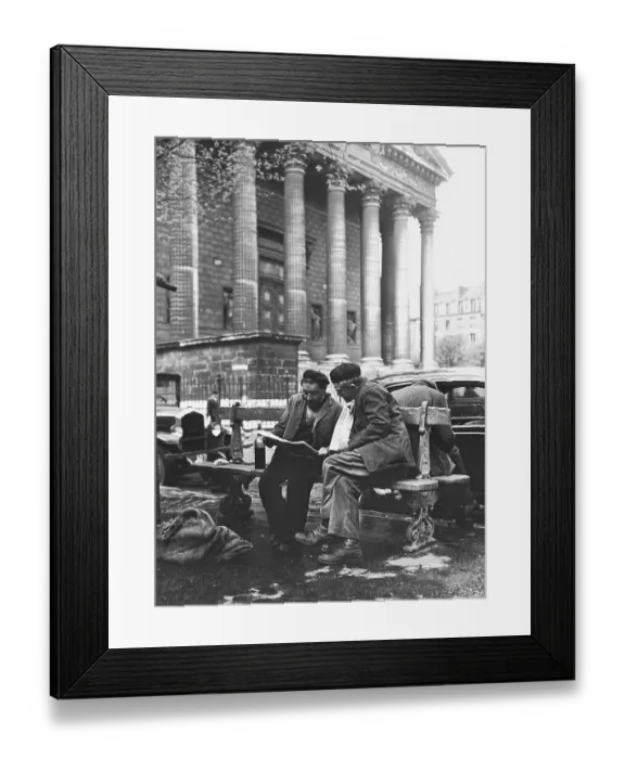 Framed Print : Homeless Men Reading Newspaper Framed Print : Homeless Men Reading Newspaper