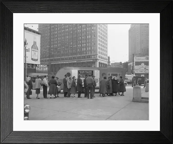 Framed Print : Unemployment Line In Detroit Framed Print : Unemployment Line In Detroit