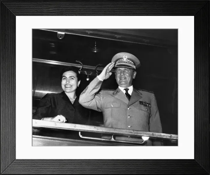 Framed Print : Josip Broz Tito and Jovanka Broz on Train Framed Print : Josip Broz Tito and Jovanka Broz on Train