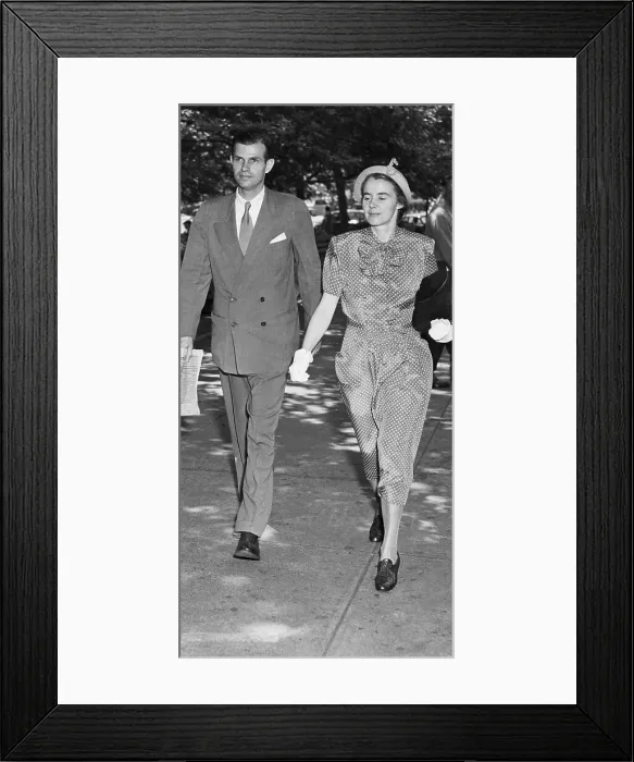 Framed Print : Alger Hiss And Wife Walking In Park Framed Print : Alger Hiss And Wife Walking In Park