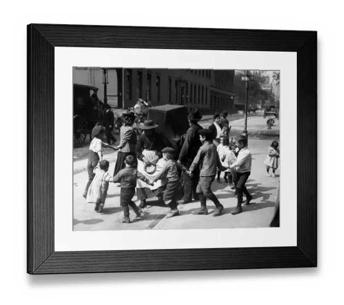 Framed Print : New York Children and Organ Grinder Framed Print : New York Children and Organ Grinder
