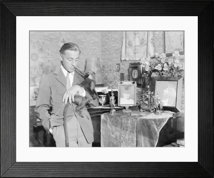Framed Print : John Barrymore With Pet Monkey Framed Print : John Barrymore With Pet Monkey