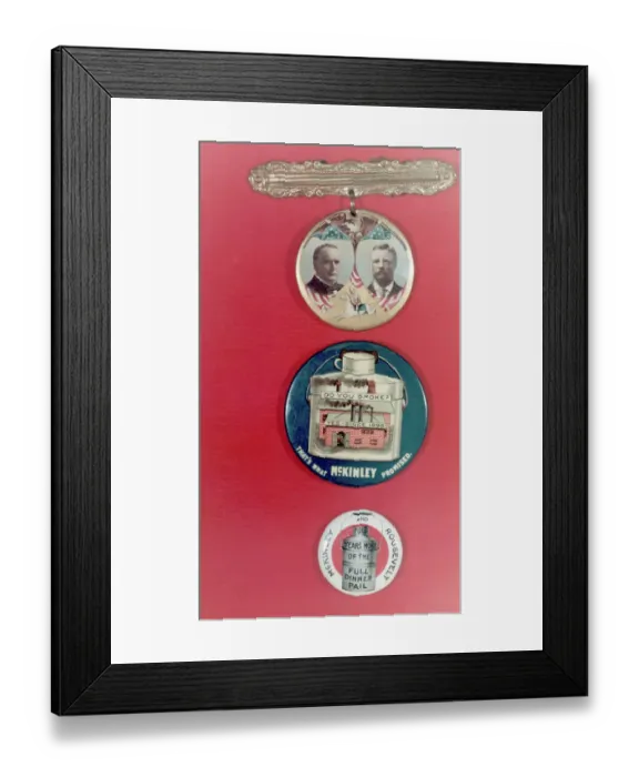 Framed Print : McKinley and Roosevelt Campaign Buttons Framed Print : McKinley and Roosevelt Campaign Buttons