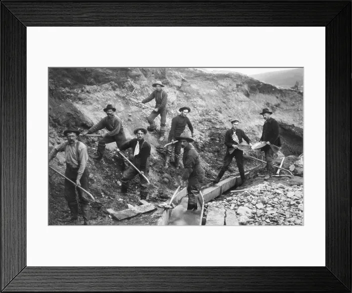 Framed Print : Miners Pan and Dig for Gold in Alaska Framed Print : Miners Pan and Dig for Gold in Alaska