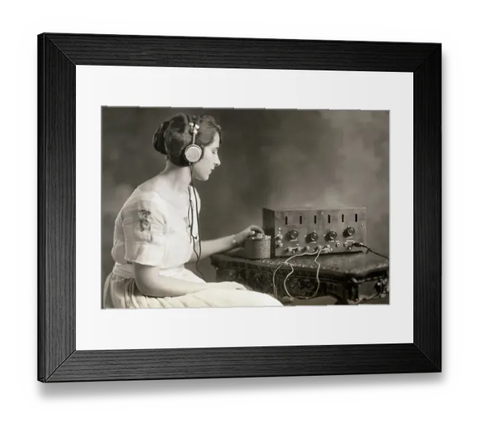 Framed Print : Woman Listening to Radio Framed Print : Woman Listening to Radio