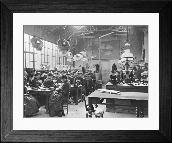 Framed Print : Milliners Working in Silk Hat Factory Framed Print : Milliners Working in Silk Hat Factory