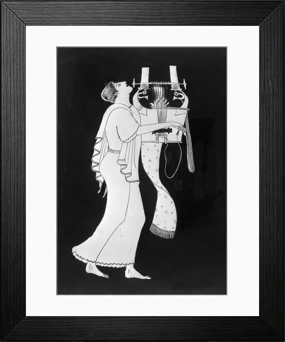 Framed Print : Detail of Greek Amphora with Citharoedus Framed Print : Detail of Greek Amphora with Citharoedus