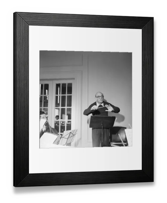Framed Print : Dimitri Mitropoulis Behind Stand; Baton