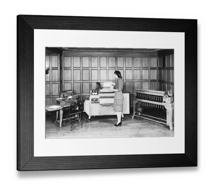 Framed Print : Ibm Punch Card With Equipment Framed Print : Ibm Punch Card With Equipment