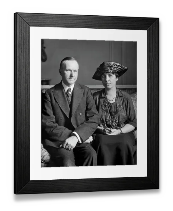 Framed Print : Calvin Coolidge And Wife In Portrait Framed Print : Calvin Coolidge And Wife In Portrait