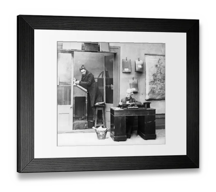 Framed Print : Victorian Office With Boss And Clerk Framed Print : Victorian Office With Boss And Clerk