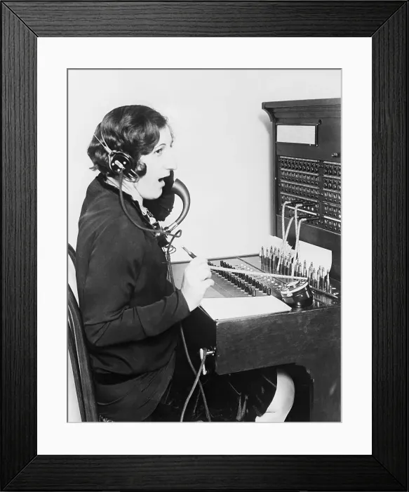 Framed Print : Telephone Operator At Switchboard Framed Print : Telephone Operator At Switchboard