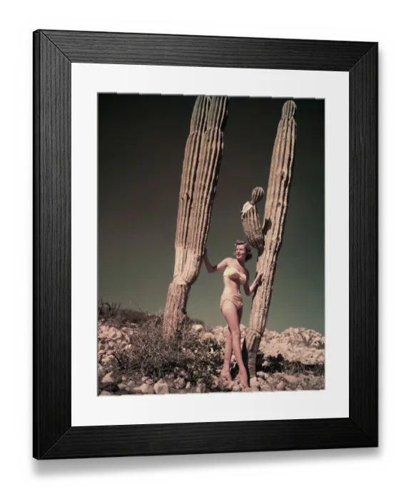 Framed Print : Woman Posing with Cactuses Framed Print : Woman Posing with Cactuses