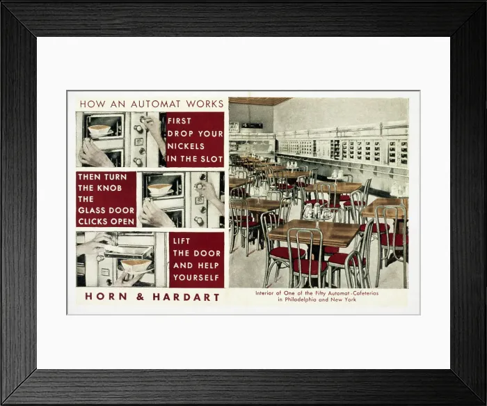 Framed Print : Horn and Hardart Automat Postcard Framed Print : Horn and Hardart Automat Postcard