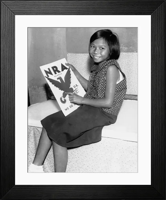 Framed Print : Girl Holding New Deal Sign Framed Print : Girl Holding New Deal Sign