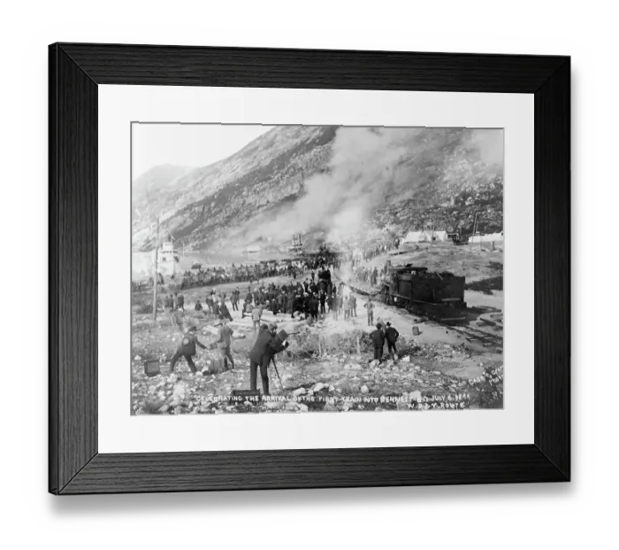 Framed Print : Crowd Gathered Around Train Tracks Framed Print : Crowd Gathered Around Train Tracks