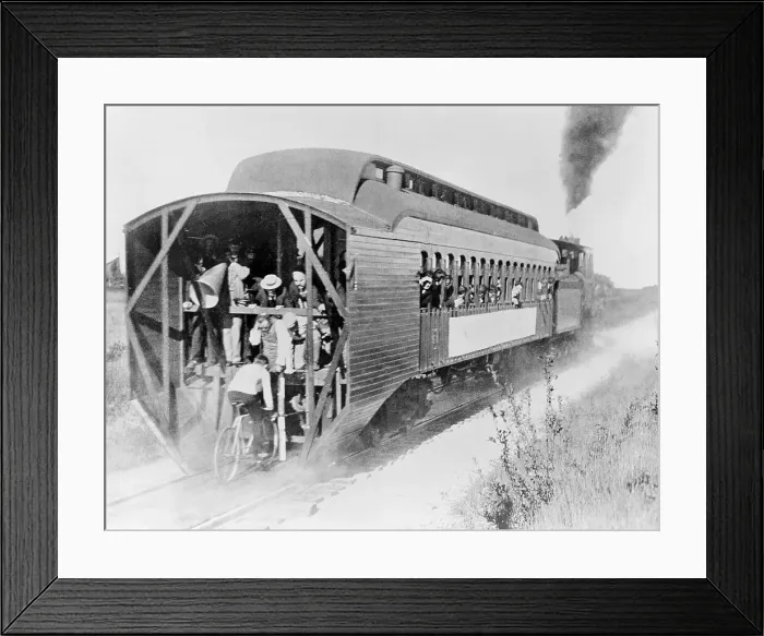 Framed Print : Bicycle Trailing Train Framed Print : Bicycle Trailing Train