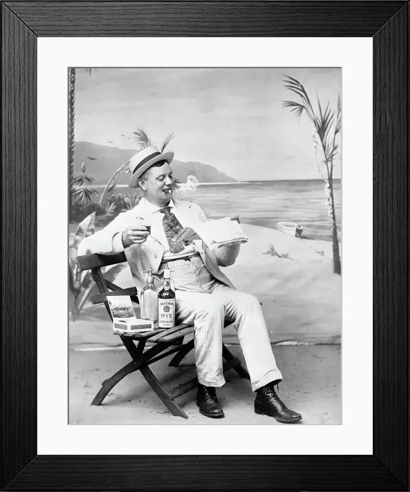 Framed Print : Man Drinking and Smoking Framed Print : Man Drinking and Smoking