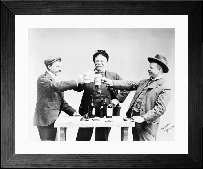 Framed Print : Men Toasting with Beer Framed Print : Men Toasting with Beer