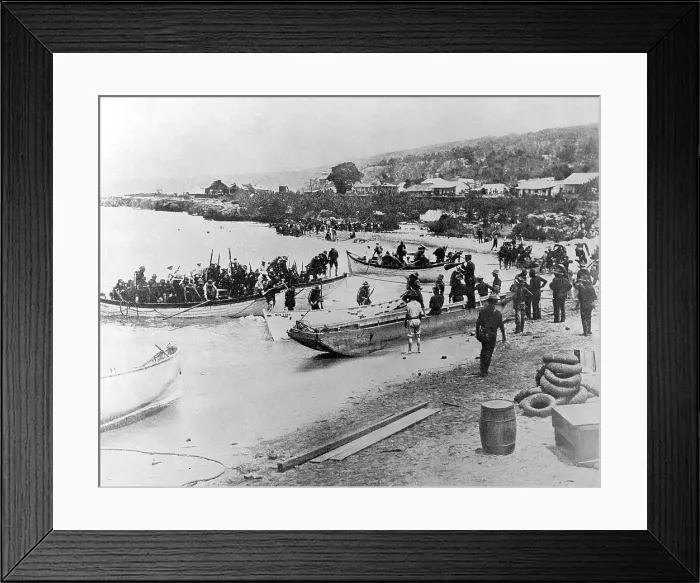 Framed Print : American Troops Landing in Cuba