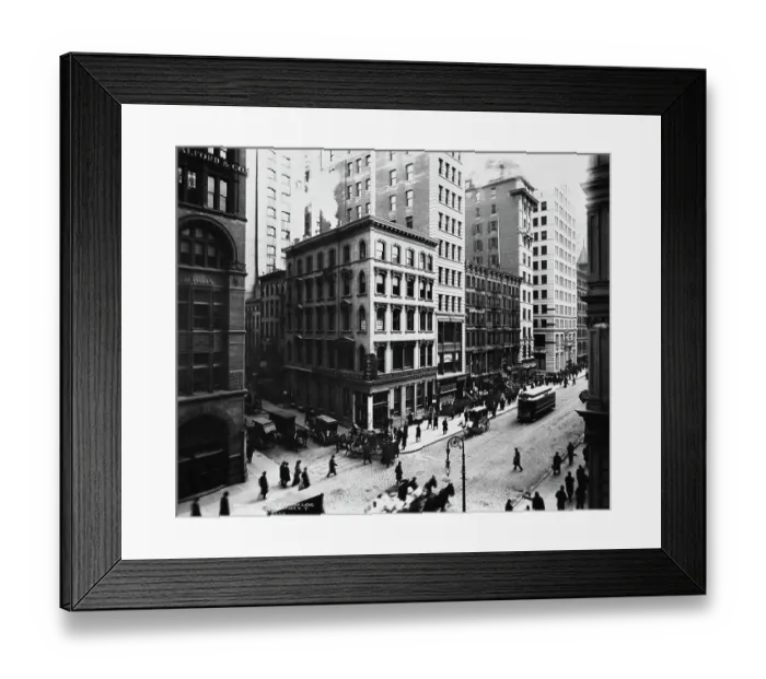 Framed Print : Broadway. View of Broadway, John Street and Maiden Lane, in New York City, circa 1898 Framed Print : Broadway. View of Broadway, John Street and Maiden Lane, in New York City, circa 1898