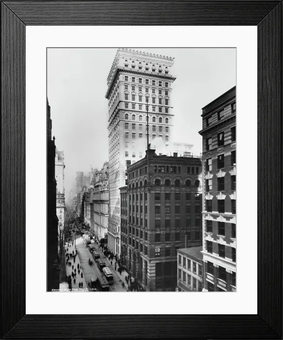 Framed Print : Broadway looking north from Wall Street, US, circa 1898 Framed Print : Broadway looking north from Wall Street, US, circa 1898