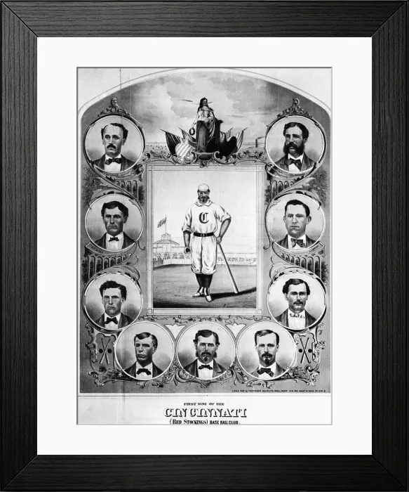 Framed Print : Lithograph Showing Early Baseball Team Framed Print : Lithograph Showing Early Baseball Team